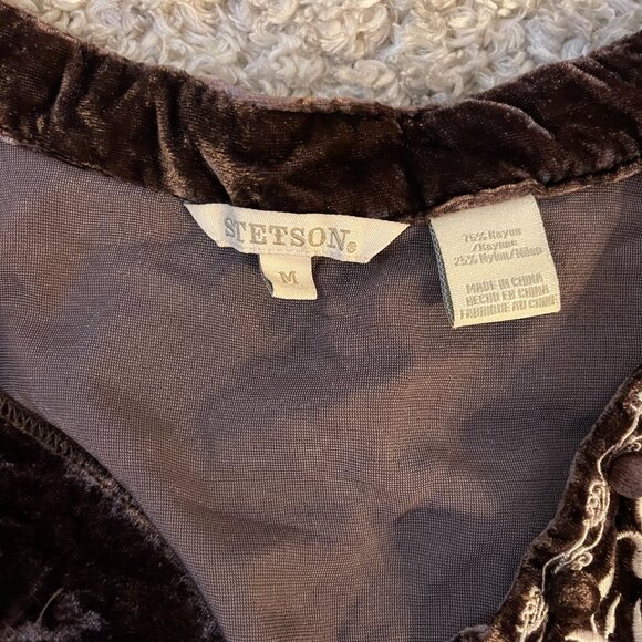 Stetson Velvet Embroidered Tunic Top • Vintage Western - Picture 6 of 11